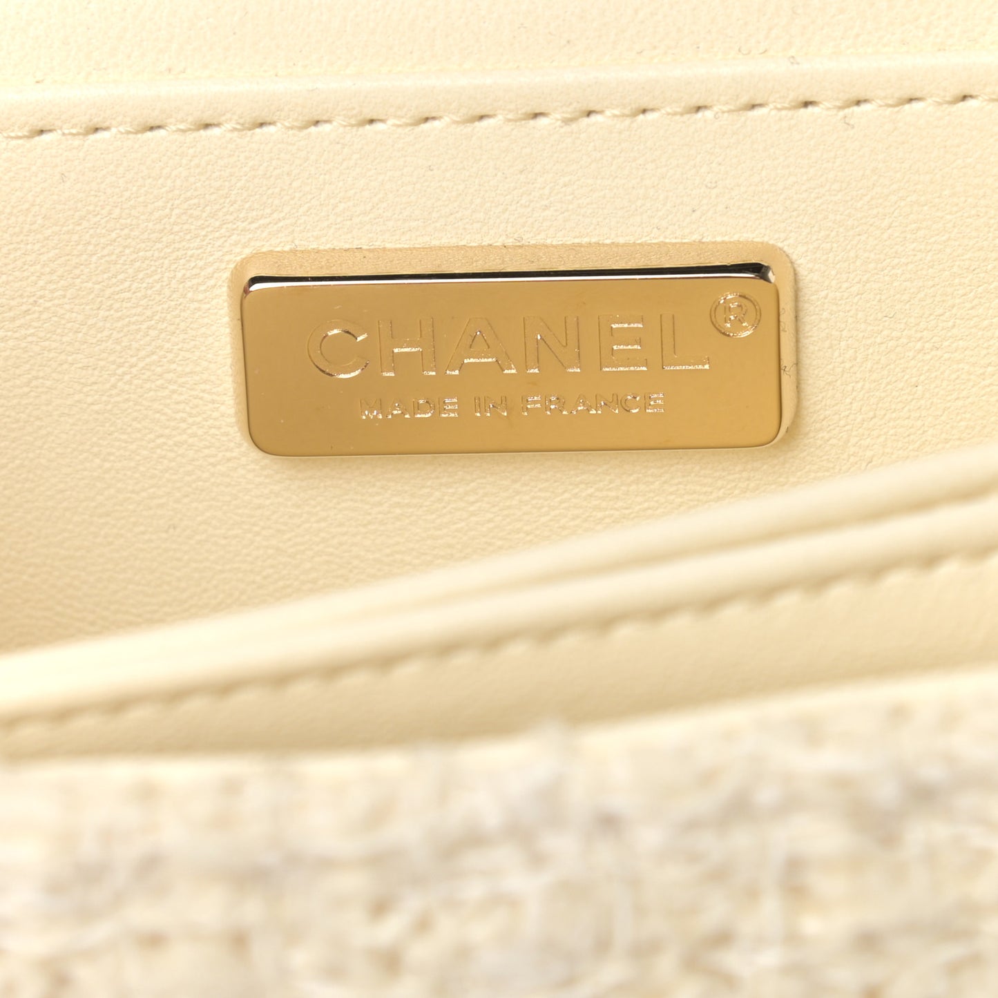 Tweed Flower Embroidered Flap Bag Ecru White