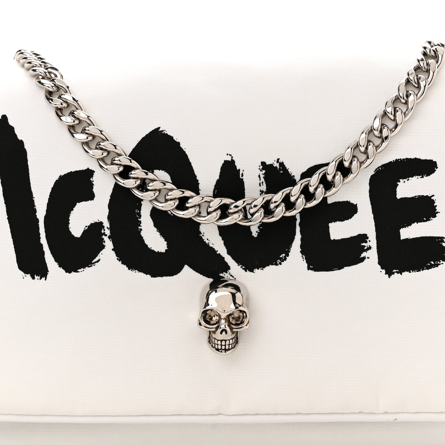 Nylon Graffiti Skull Small Crossbody Bag White Black