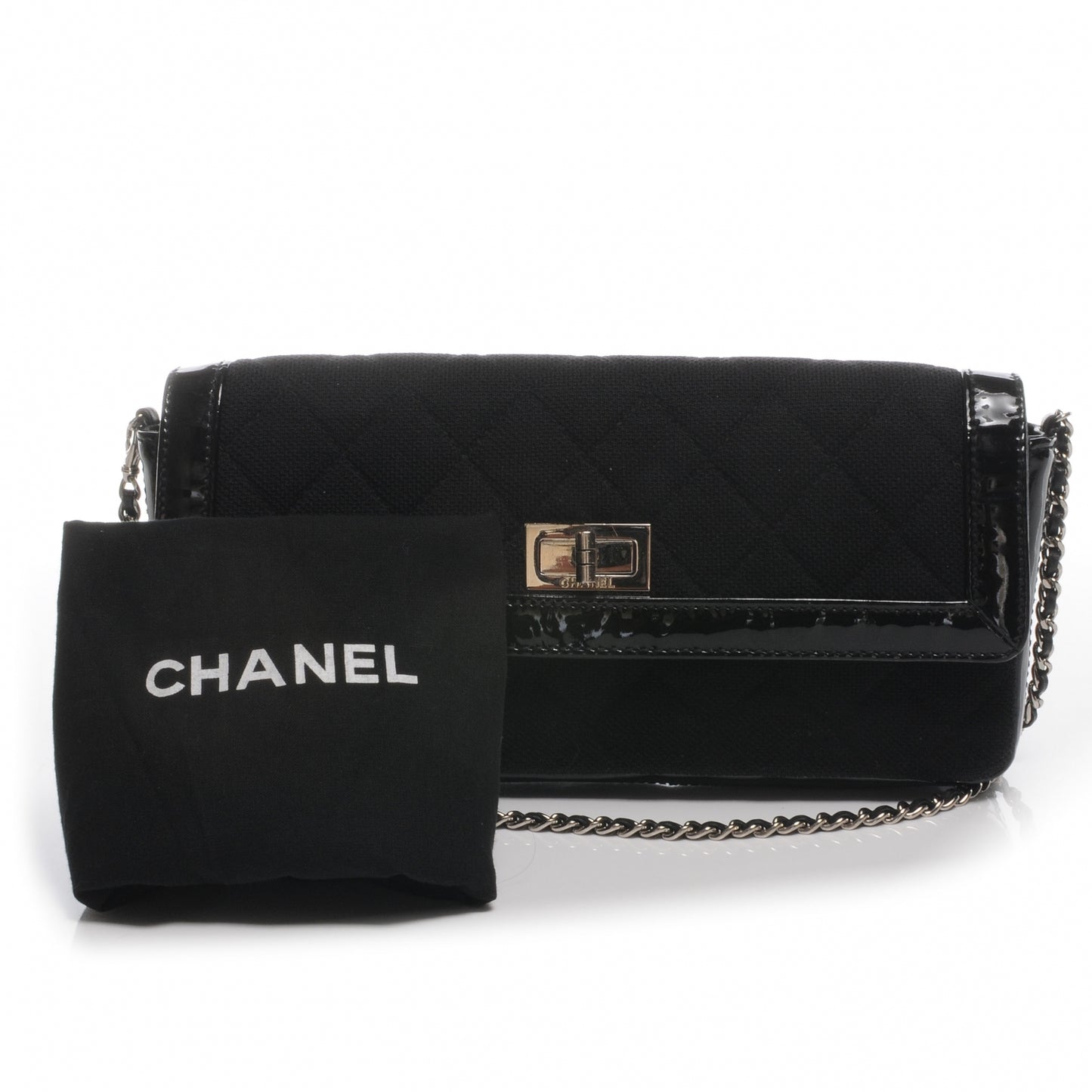 Jersey and Patent Mademoiselle East West Flap Black