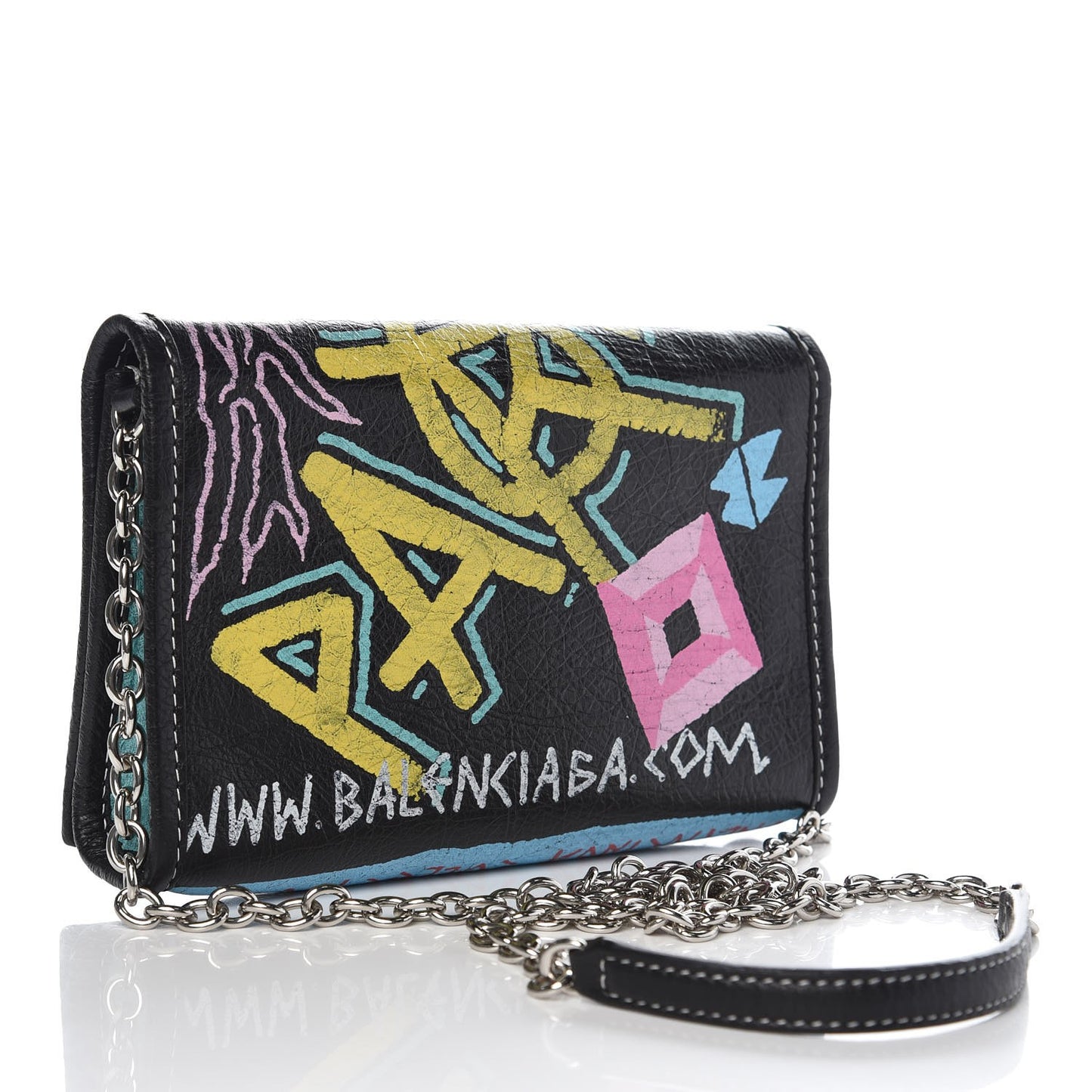 Agneau Arena Graffiti All Over Bazar Chain Shoulder Bag Black Multicolor