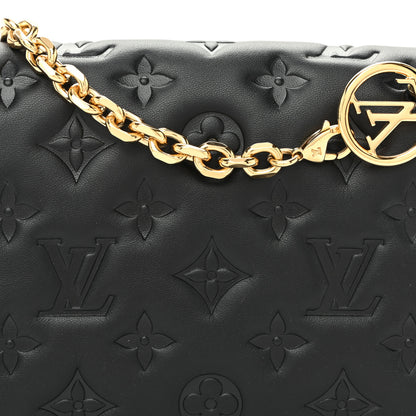 Louis Vuitton Lambskin Embossed Monogram Pochette Coussin Black 7 of 10