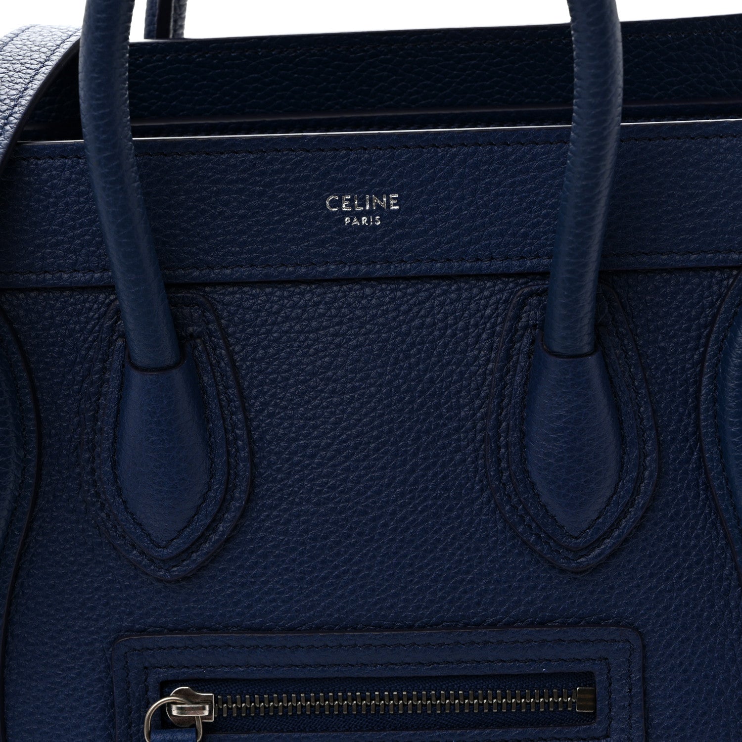 Celine Drummed Calfskin Nano Luggage Indigo 9 of 11