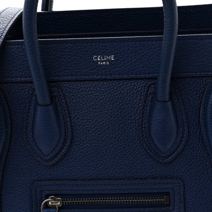 Celine Drummed Calfskin Nano Luggage Indigo 9 of 11