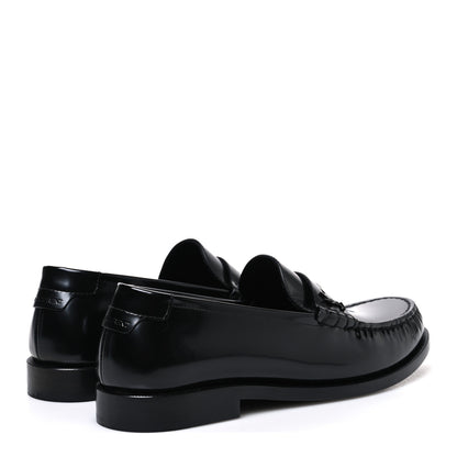 Saint Laurent Glazed Calfskin Le Loafer 15 Penny Slippers 38 Black 5 of 11