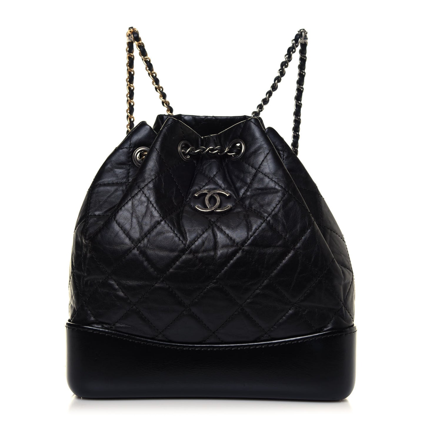 Aged Calfskin Quilted Small Gabrielle Backpack Black