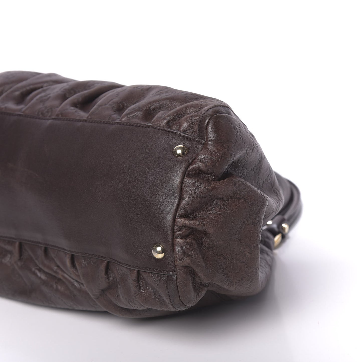 Guccissima Large D Gold Ring Shoulder Bag Chocolate