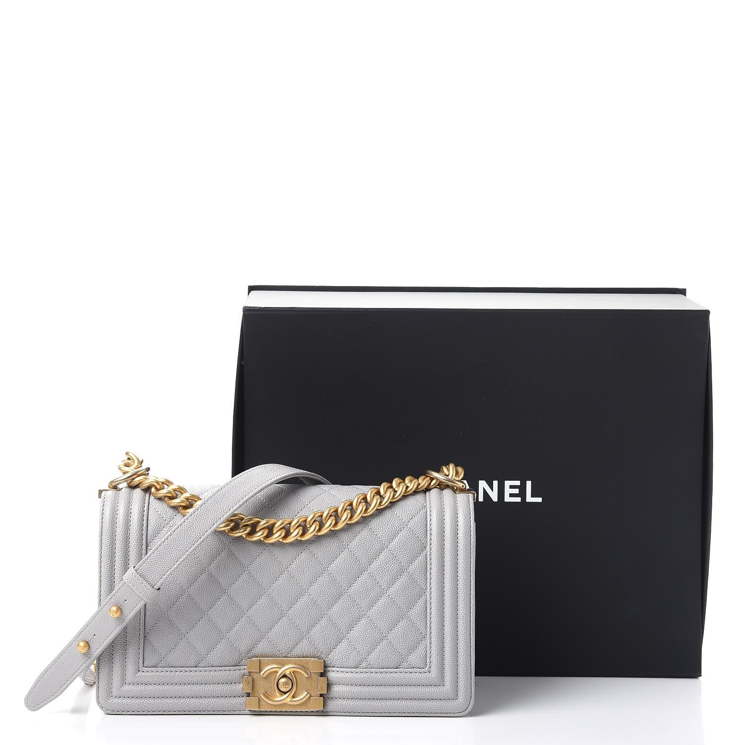 Chanel Caviar Quilted Medium Boy Flap Grey 10 of 10