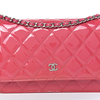 Chanel Patent Quilted Wallet On Chain WOC Fuchsia 8 of 14