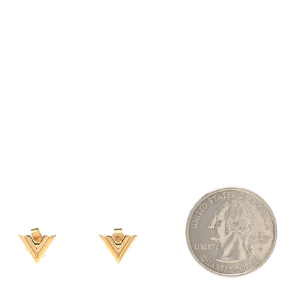 Louis Vuitton Brass Essential V Stud Earrings Gold 2 of 5