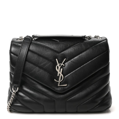 Saint Laurent Calfskin Y Quilted Monogram Small Loulou Chain Satchel Black 1 of 10