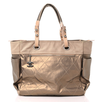 Chanel Metallic Coated Canvas Large Paris Biarritz Tote Gold 3 of 24