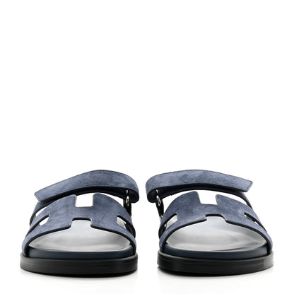 Hermes Suede Goatskin Womens Chypre Sandals 38 Bleu Celeste 2 of 9