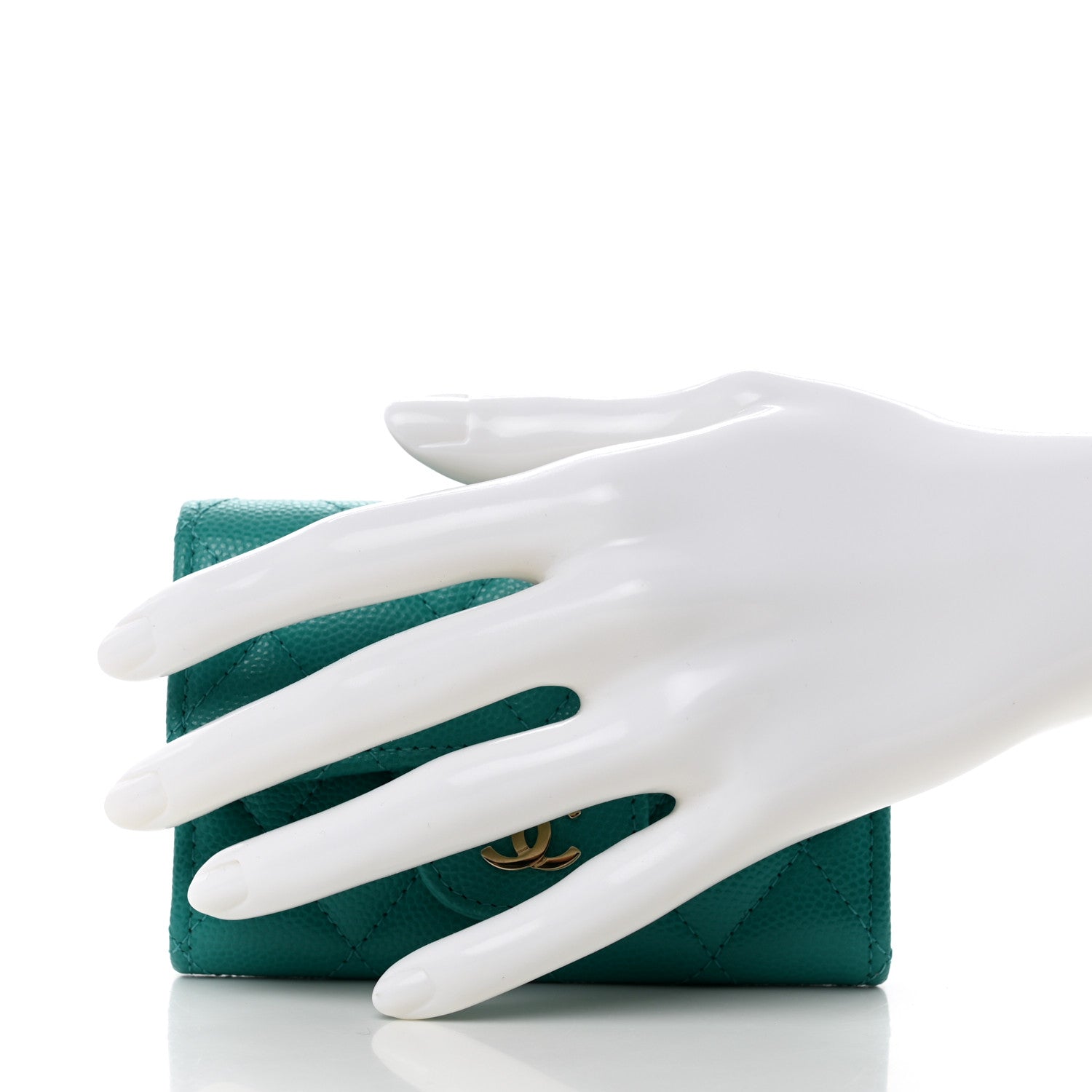 Chanel Caviar Quilted Flap Card Holder Turquoise 2 of 8