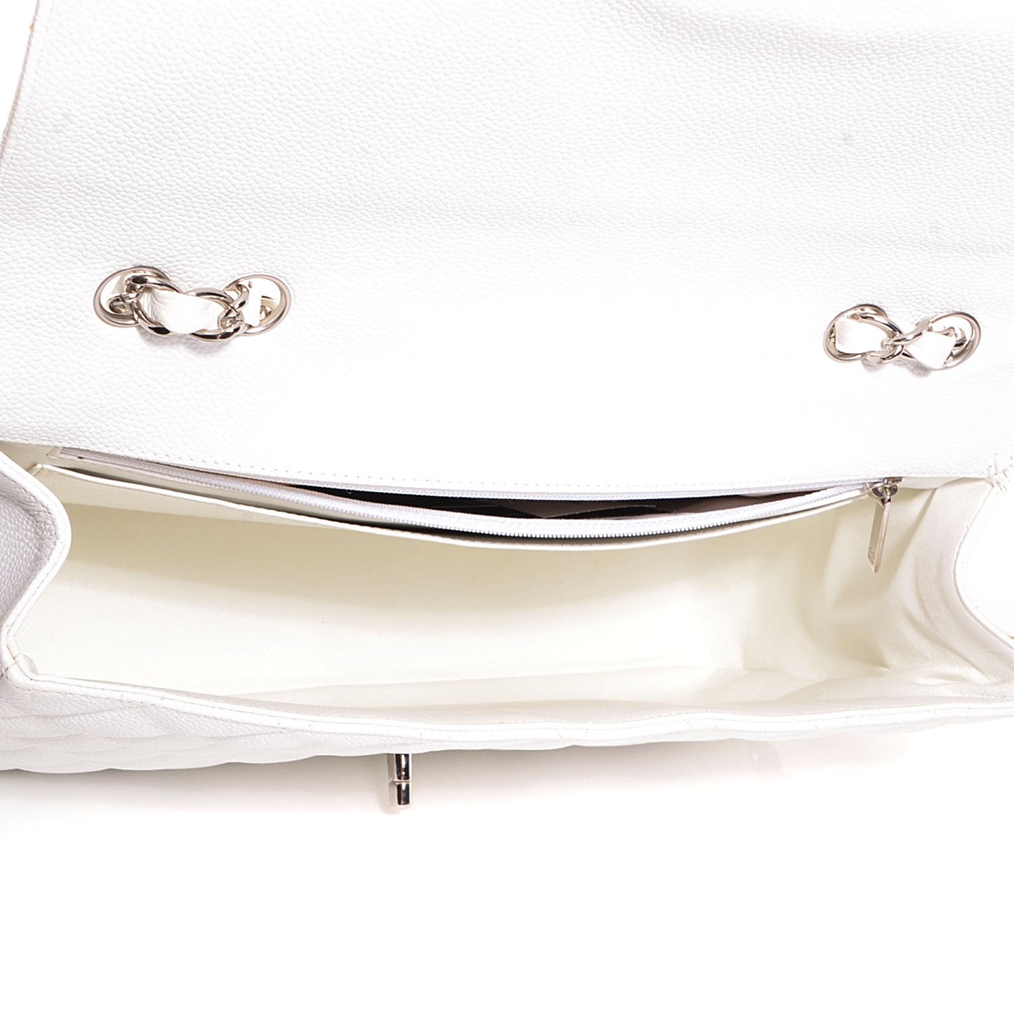 Caviar Quilted Jumbo Single Flap White