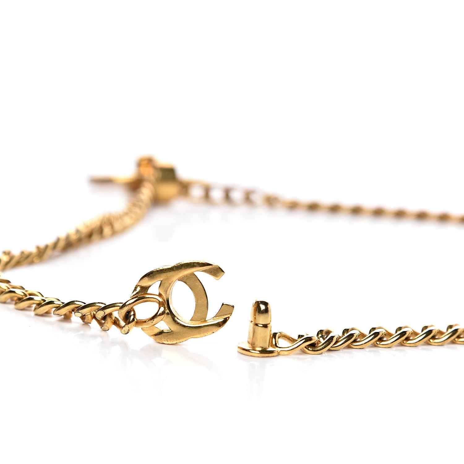 Chanel Chain Link CC Turn Lock Pendant Necklace Gold 4 of 5