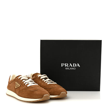 Prada Suede Logo Womens Low Top Sneakers 40 Cocoa Brown 10 of 10