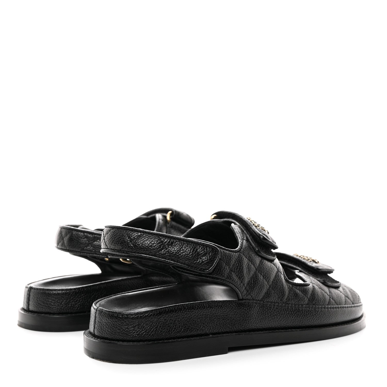 Chanel Grained Calfskin Velcro Dad Sandals 38.5 Black 4 of 9