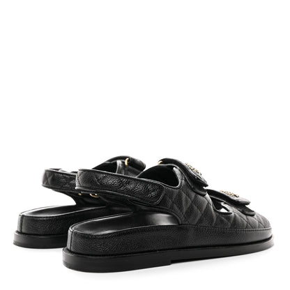 Chanel Grained Calfskin Velcro Dad Sandals 38.5 Black 4 of 9