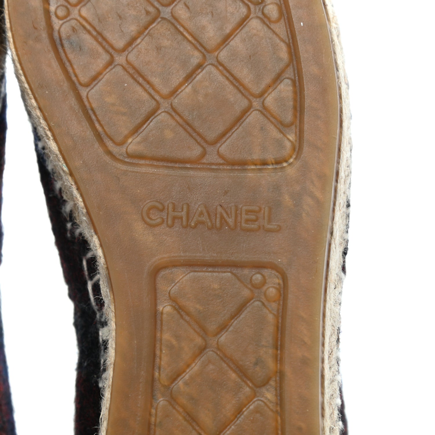 Chanel Fabric CC Espadrilles 39 Burgundy Navy Dark Grey 6 of 9
