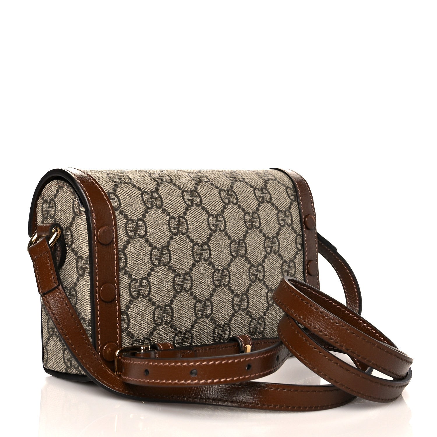 Gucci GG Supreme Monogram Mini Horsebit 1955 Shoulder Bag Beige Brown Sugar 2 of 10