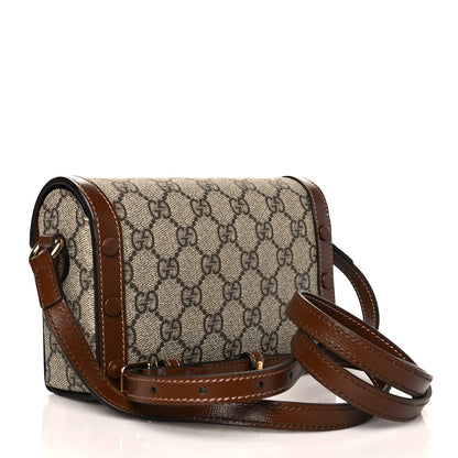 Gucci GG Supreme Monogram Mini Horsebit 1955 Shoulder Bag Beige Brown Sugar 2 of 10