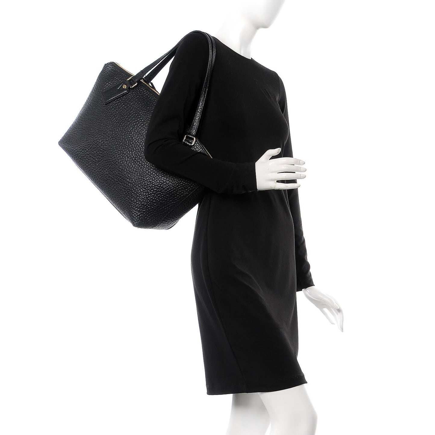 Signature Grain Calfskin Medium Welburn Tote Black
