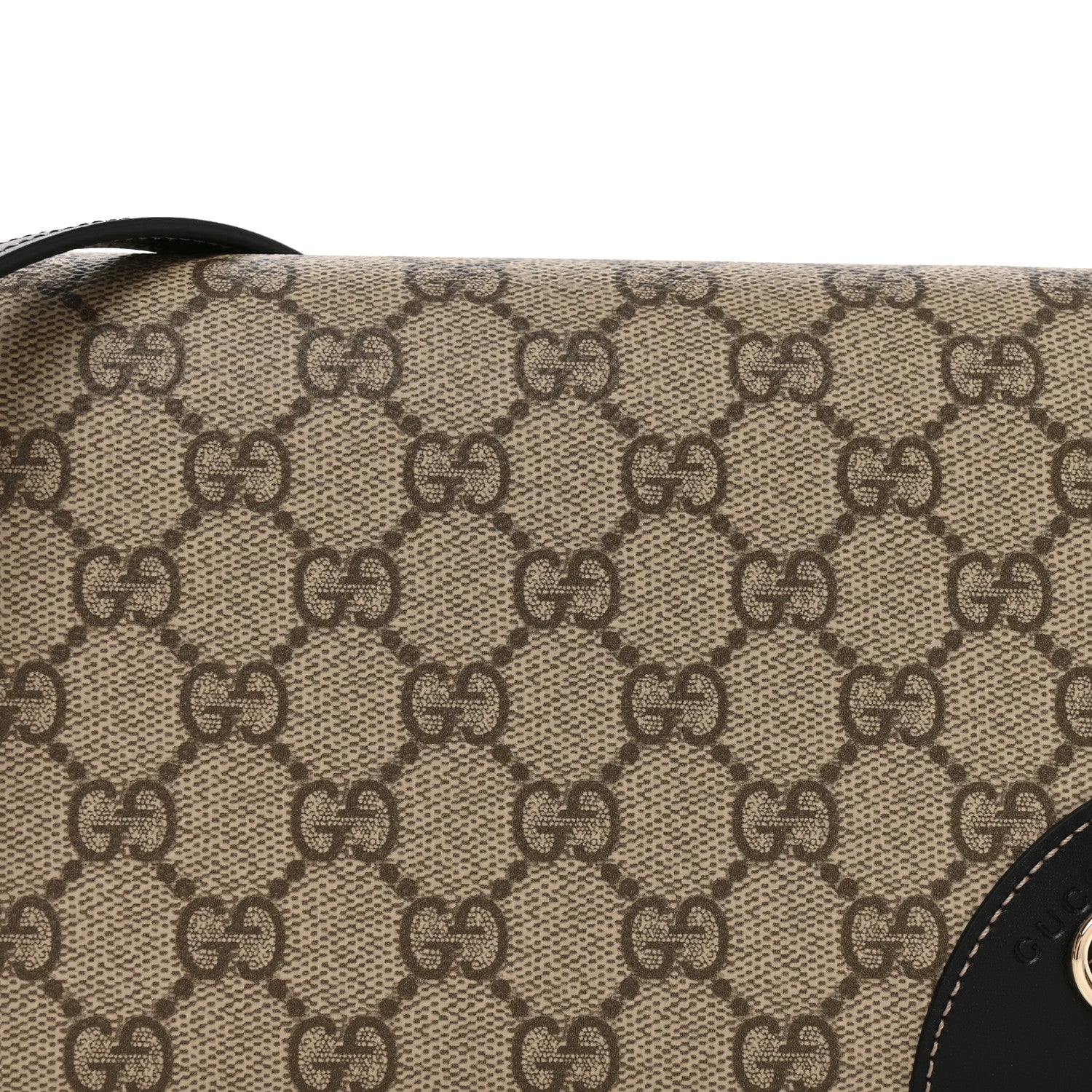Gucci GG Emblem Monogram Wallet With Strap Beige Ebony Black 8 of 11