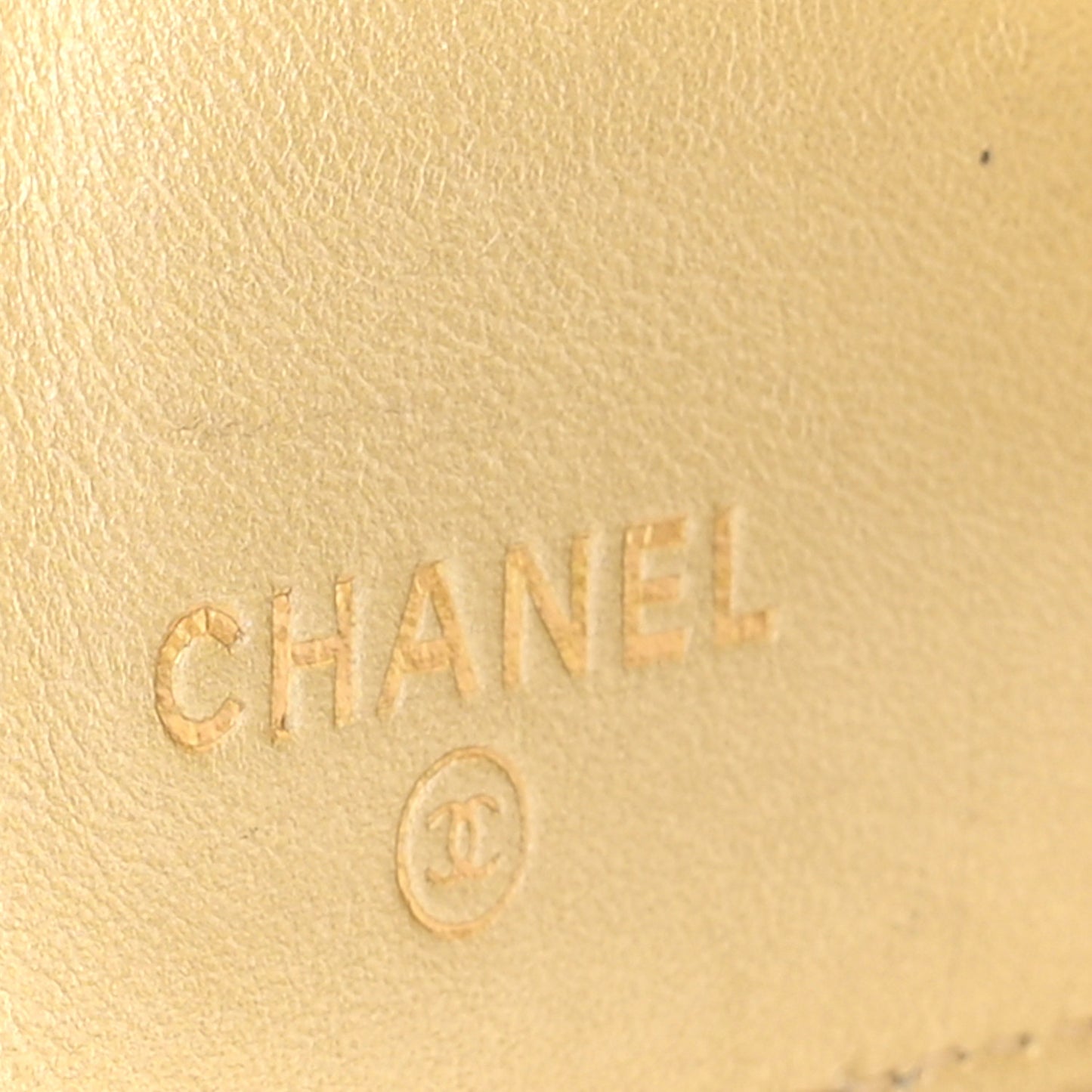 Metallic Patent Calfskin Quilted Lucky Symbols Yen Wallet Gold