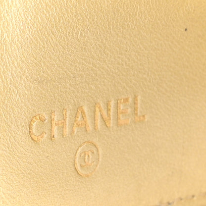 Chanel Metallic Patent Calfskin Quilted Lucky Symbols Yen Wallet Gold 6 of 12