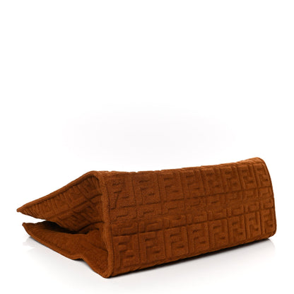 Fendi Terrycloth Plexiglass FF Embossed XL Fendi Sunshine Shopper Tote Caramel 3 of 4