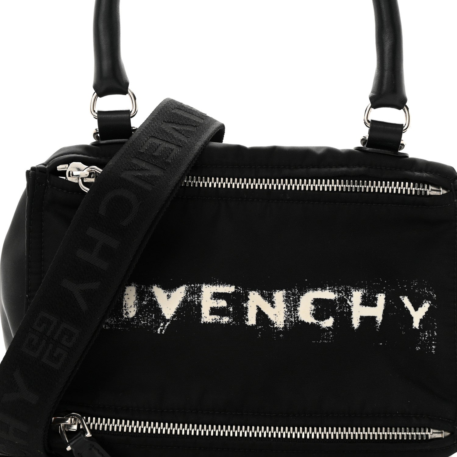 Givenchy Nylon Logo Small Pandora Black White 8 of 12
