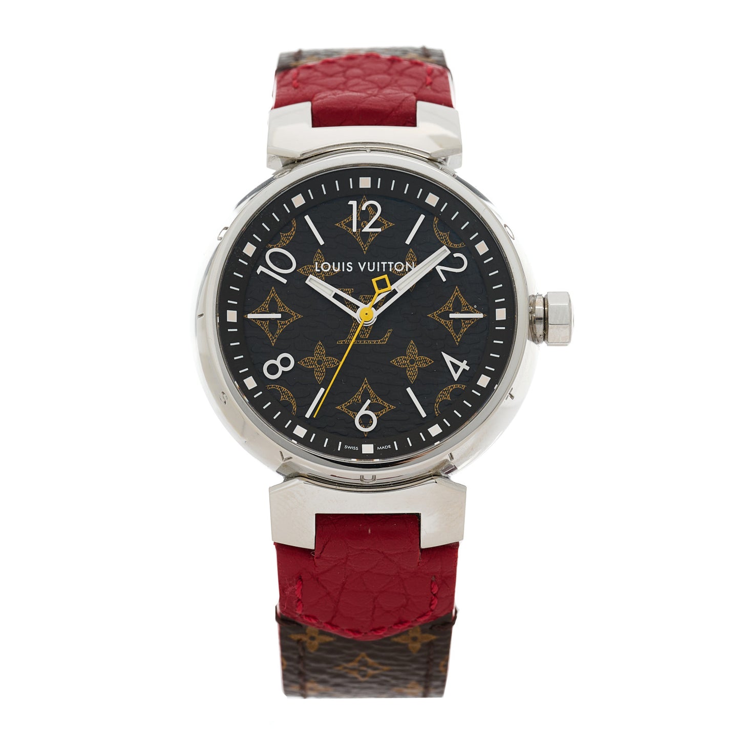 Stainless Steel Monogram 34mm Tambour Quartz Watch Brown