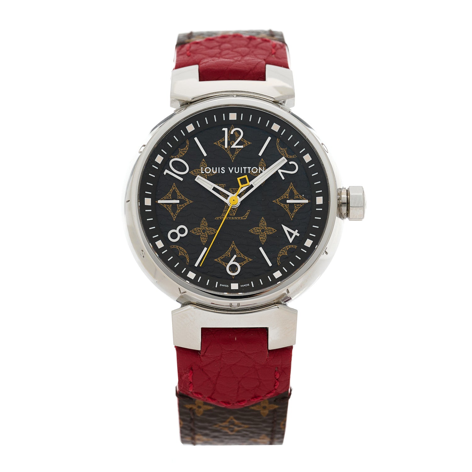 Louis Vuitton Stainless Steel Monogram 34mm Tambour Quartz Watch Brown 1 of 4