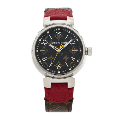 Louis Vuitton Stainless Steel Monogram 34mm Tambour Quartz Watch Brown 1 of 4