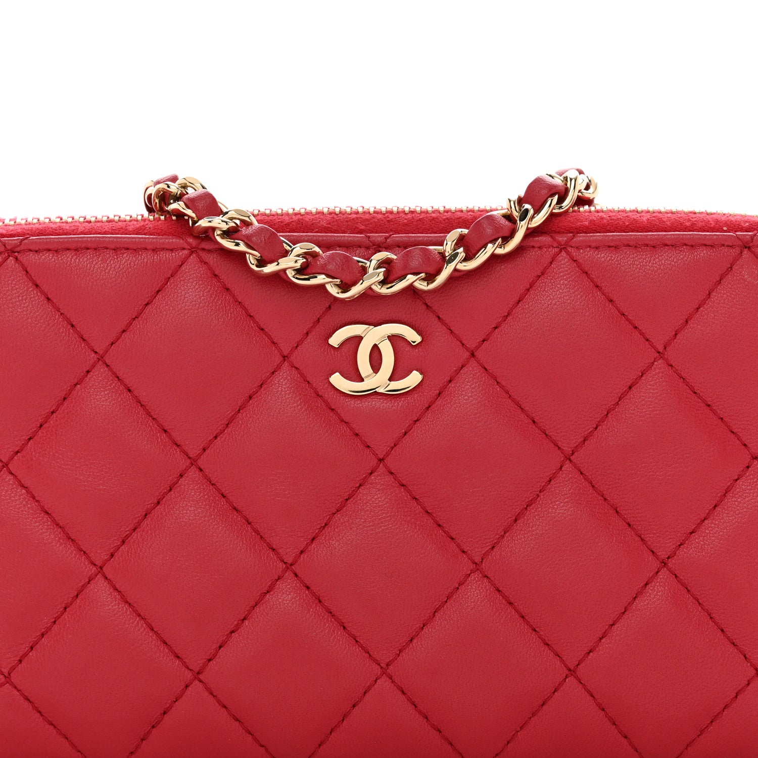Chanel Lambskin Quilted Small Clutch With Chain Dark Pink 5 of 12