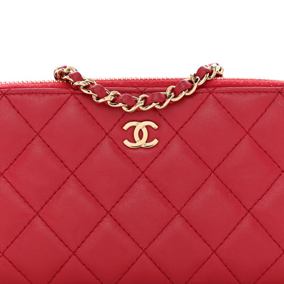 Chanel Lambskin Quilted Small Clutch With Chain Dark Pink 5 of 12