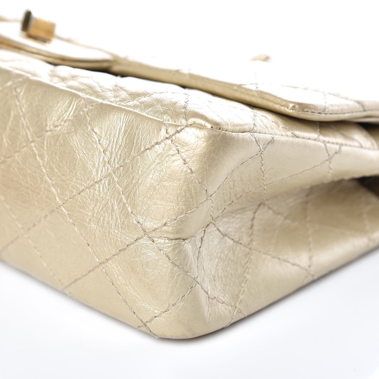 Metallic Aged Calfskin Quilted 2.55 Reissue 225 Flap Gold