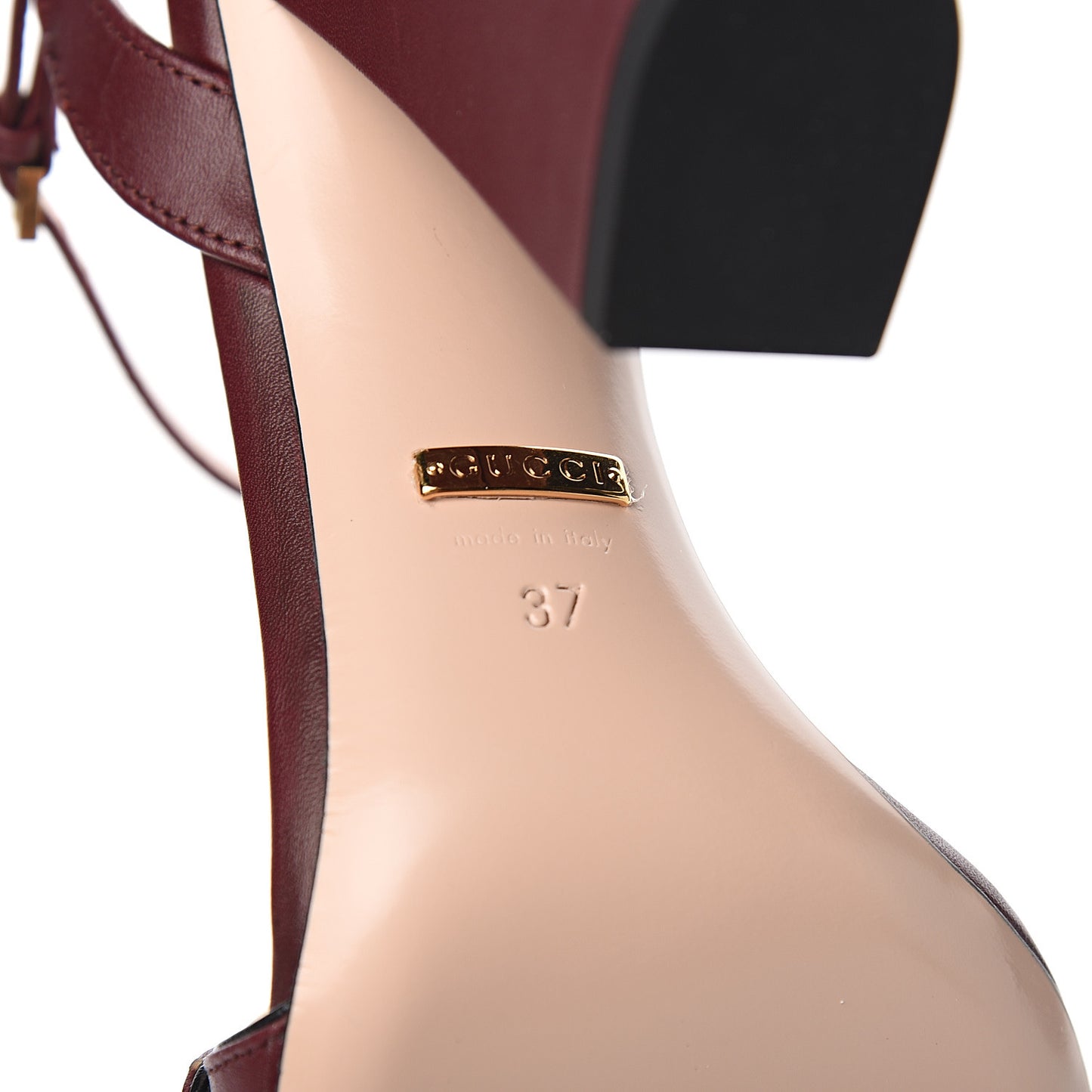 Lifford Calfskin GG Marmont Ankle Wrap 105mm Sandals 37 Vintage Bordeaux