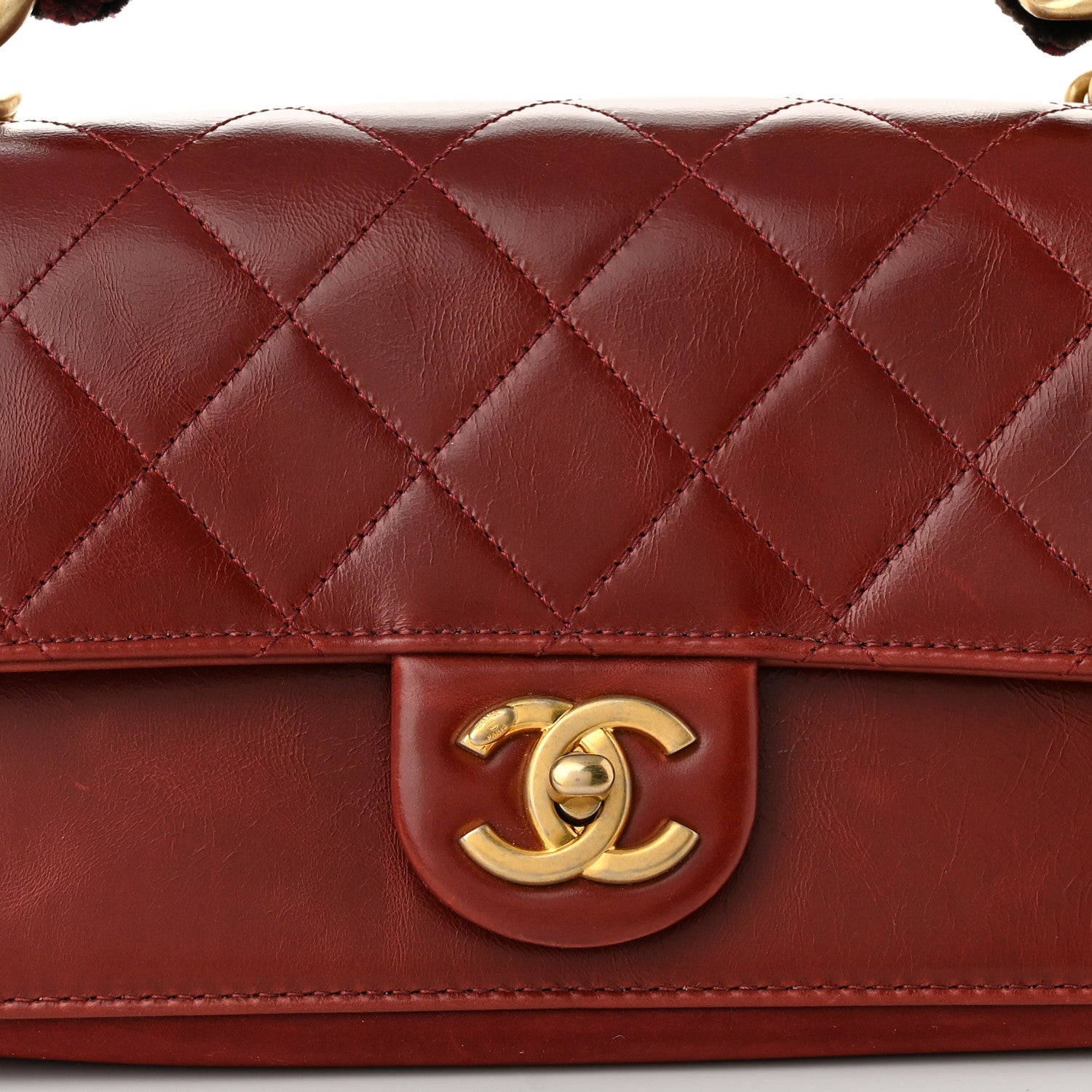 Chanel Iridescent Calfskin Quilted Small Straight Lined Flap Red 8 of 10