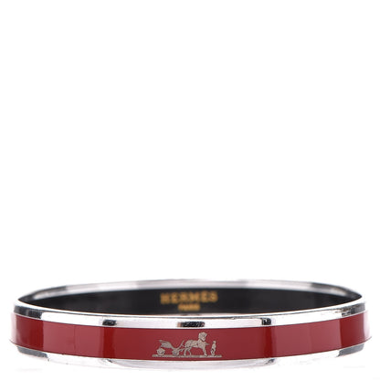 Hermes Enamel Narrow Caleche Bracelet 62 Red 1 of 5