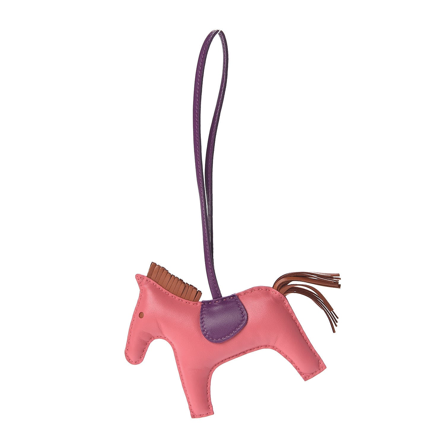 Hermes Milo Lambskin Grigri Rodeo Bag Charm MM Rose Azalee Violet Pain D'Epice 1 of 5
