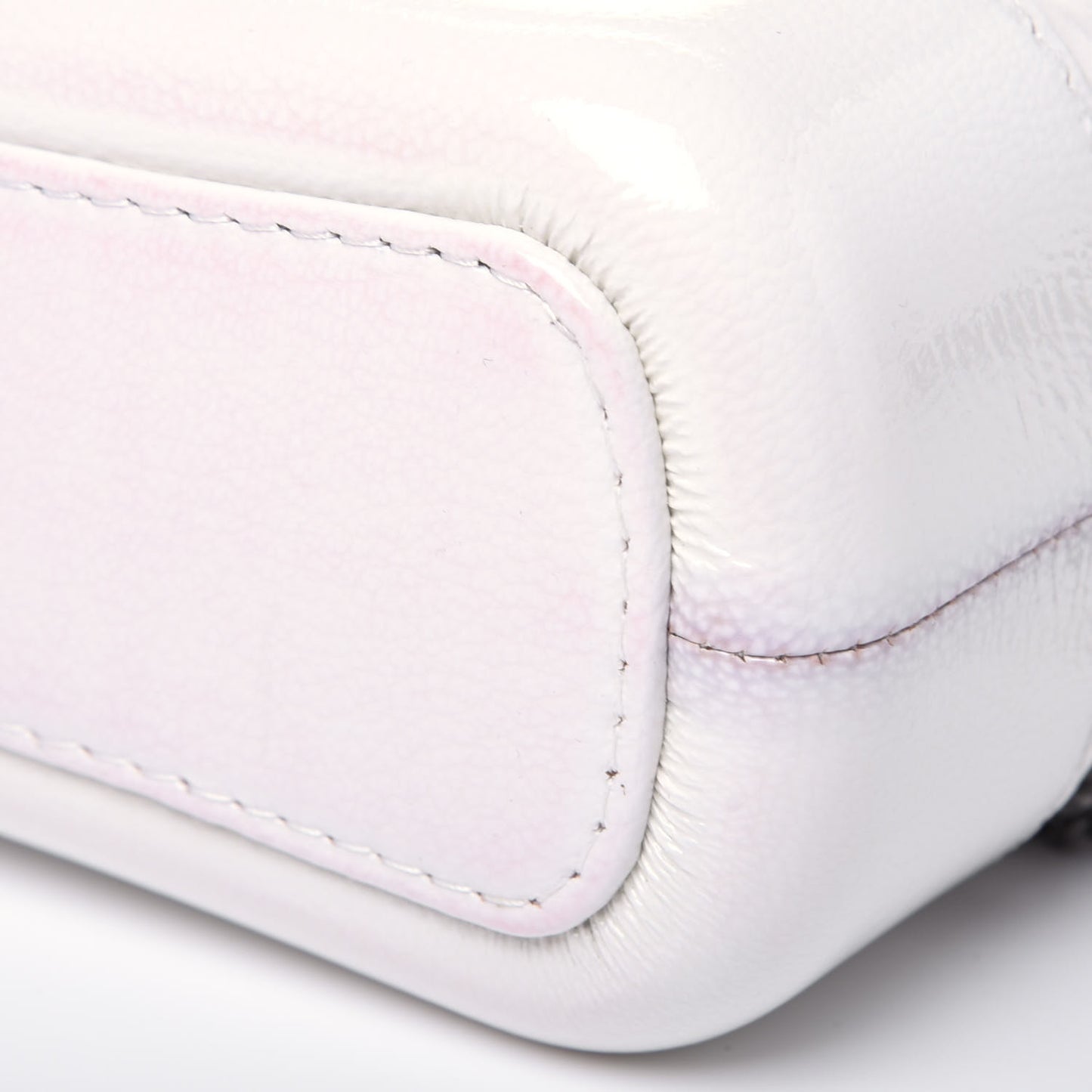 Patent Goatskin Quilted Small Gabrielle Hobo White