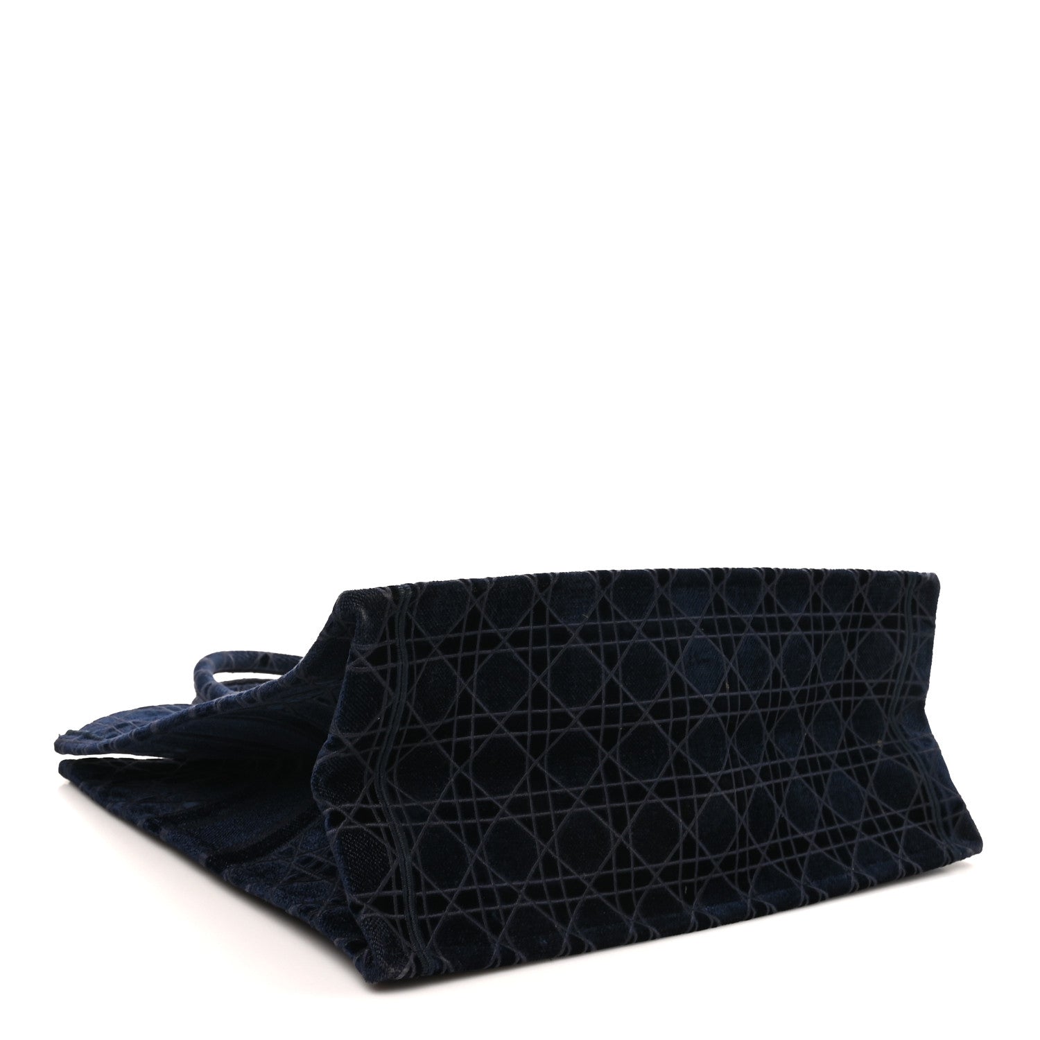 Christian Dior Velvet Cannage Large Book Tote Navy Blue 4 of 10