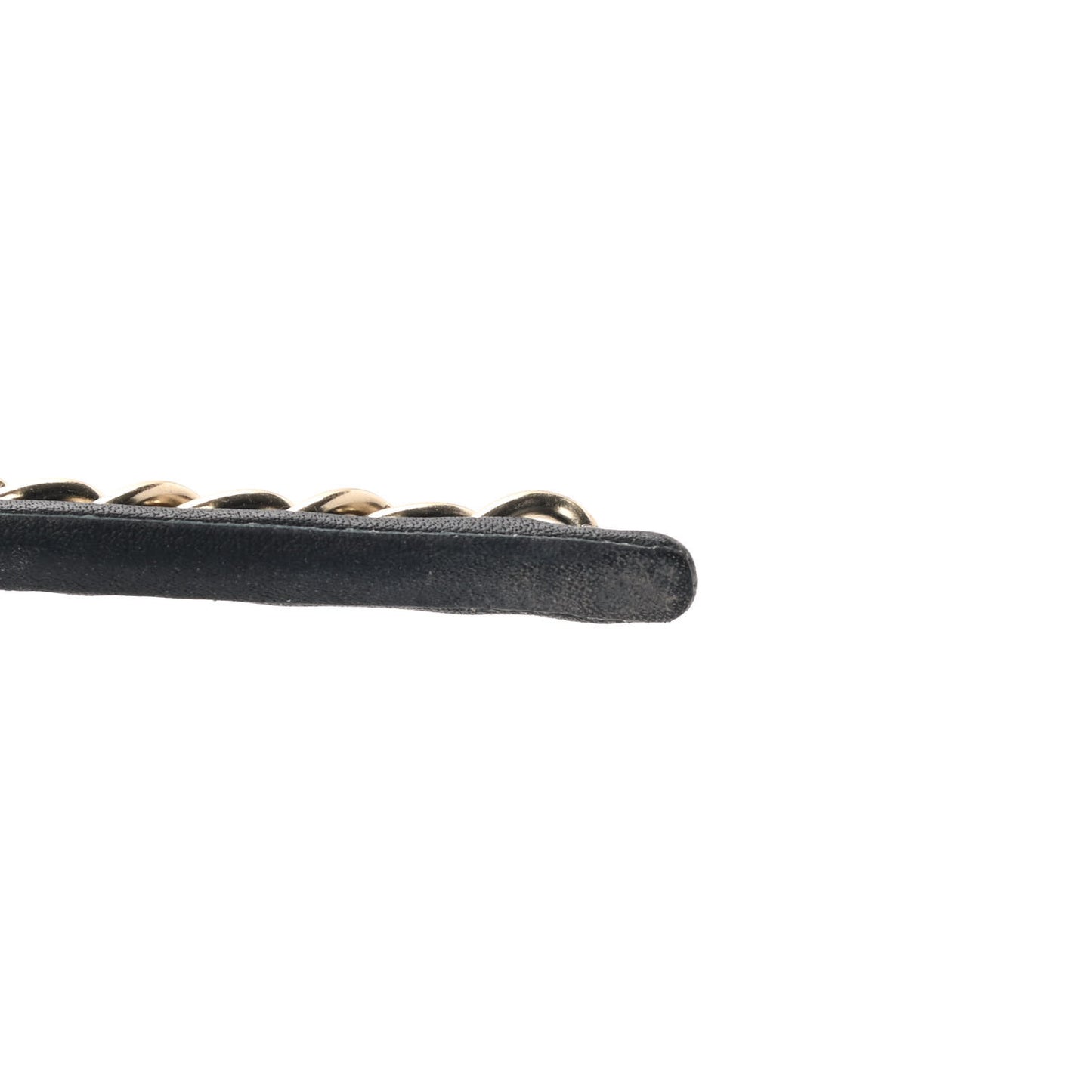 Metal Lambskin CC Turnlock Chain Headband Gold Black