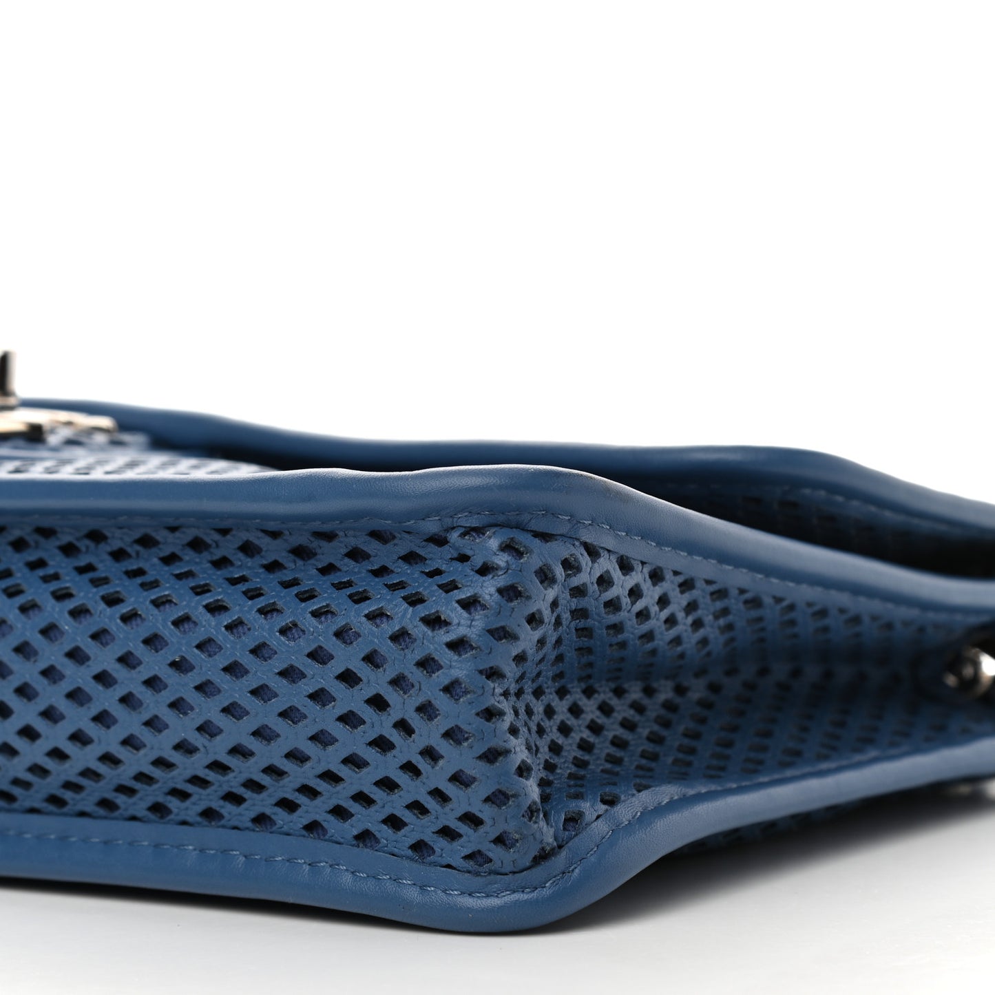 Perforated Calfskin Large Up In The Air Flap Blue
