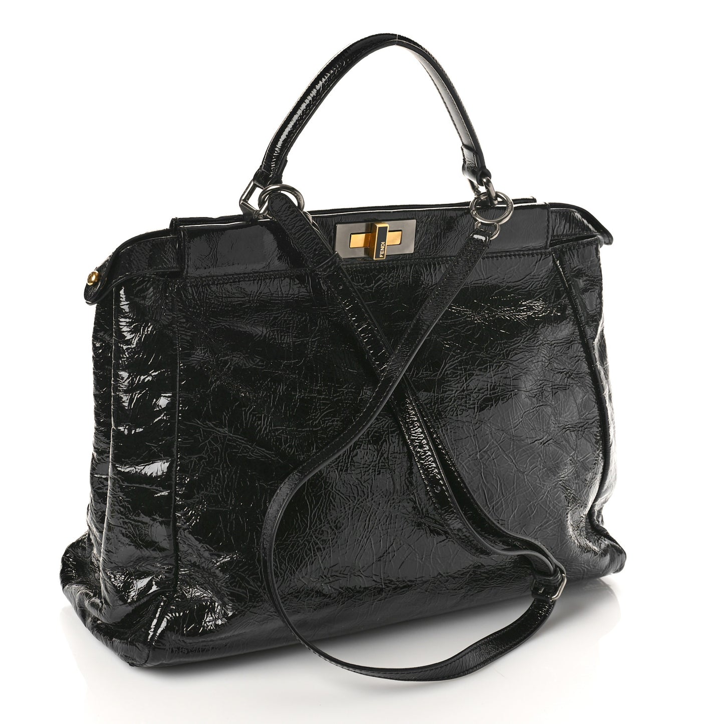 Patent Large Peekaboo Iconic Satchel Black