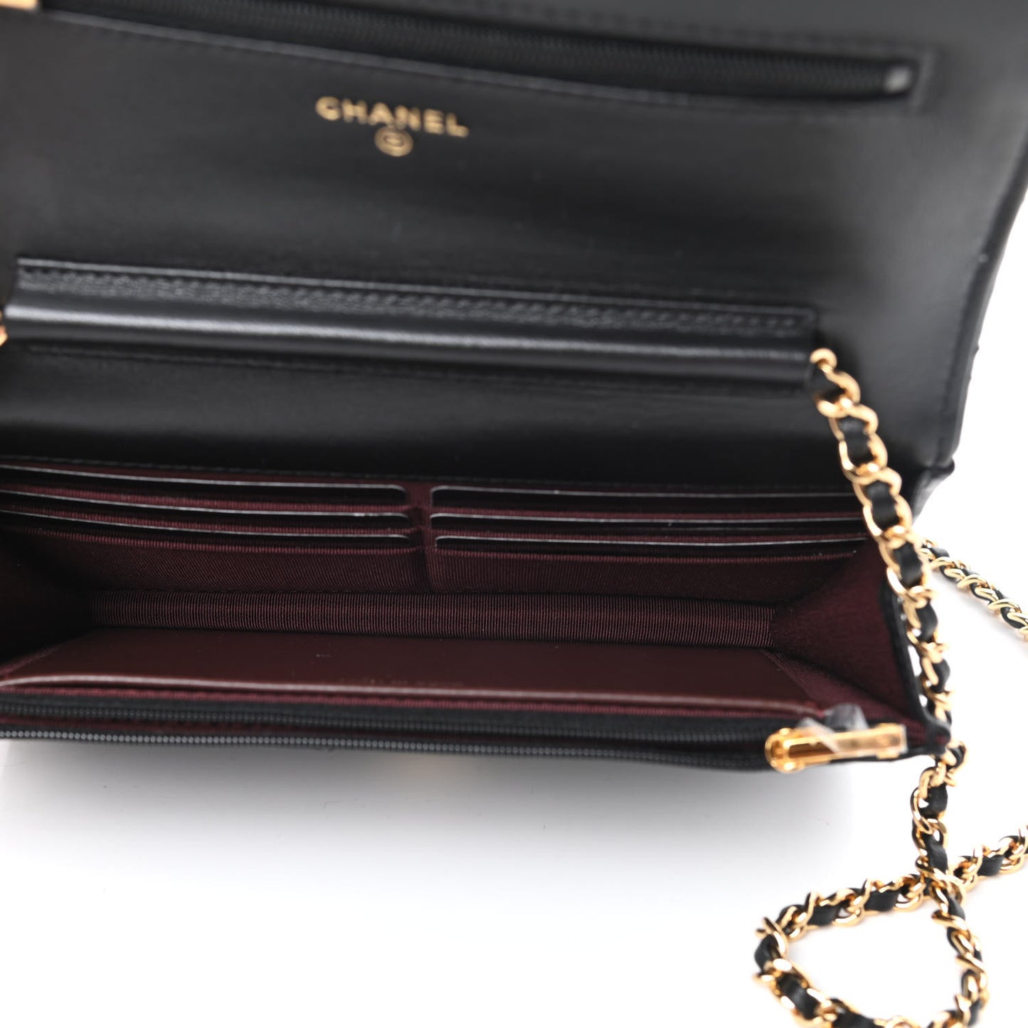 Lambskin Quilted Wallet On Chain WOC Black