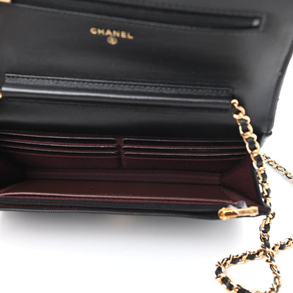 Chanel Lambskin Quilted Wallet On Chain WOC Black 5 of 13