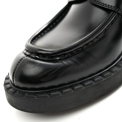 Prada Spazzolato Metal Triangle Logo 50mm Loafers 39 Black 10 of 10