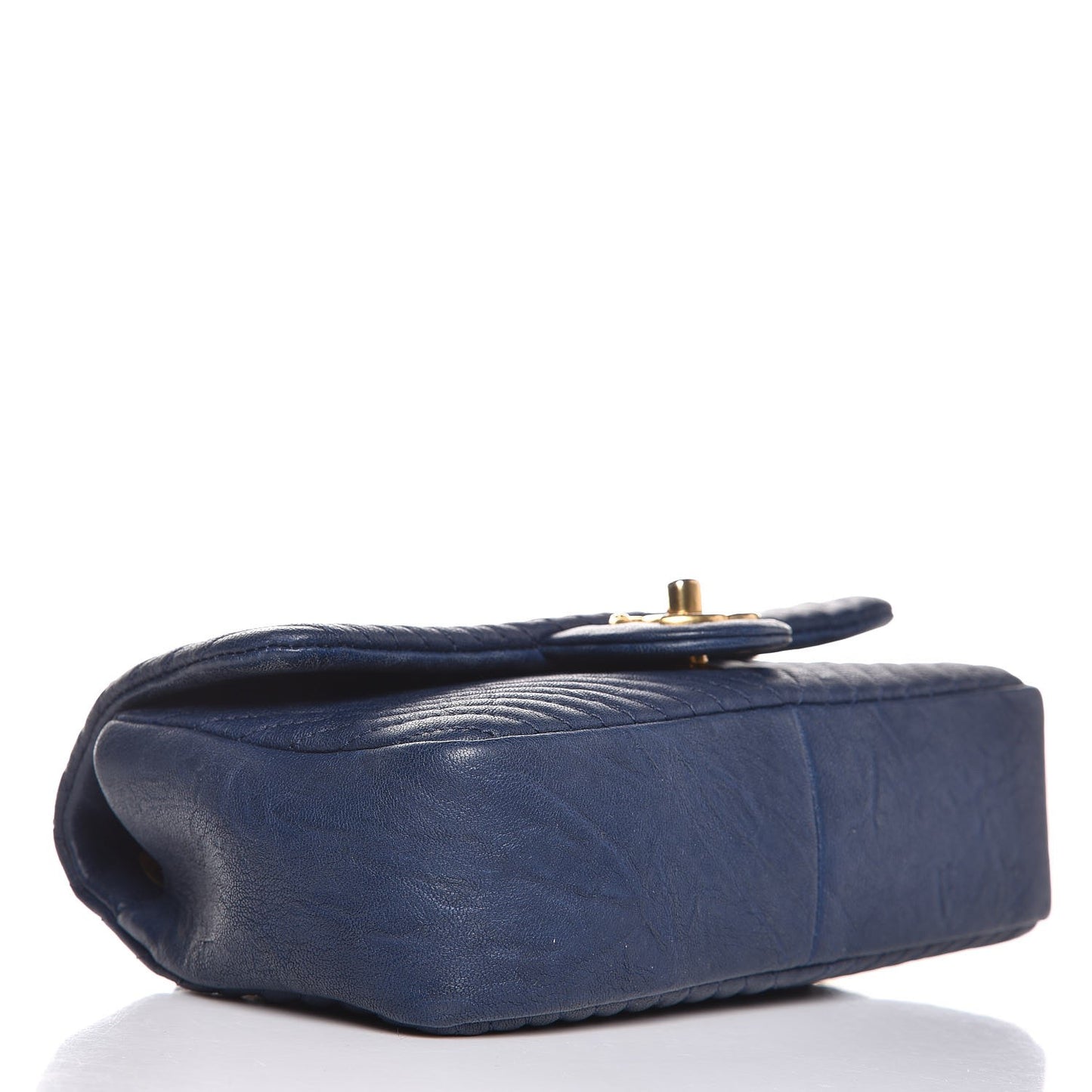 Calfskin Surpique Chevron Small Flap Navy